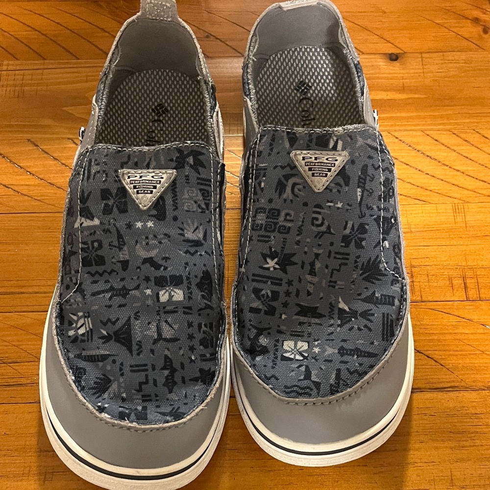 Columbia Gray PFG Slip-On Boat Shoes - boys